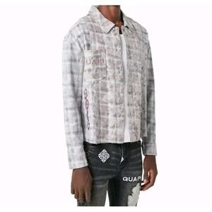 GUAPI Ice Dust Cross Flannel Short Men's Size XXL Streetwear Plaid Hip Hop